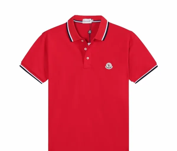 Moncler Polo Shirt Light Blue with Trim - 9