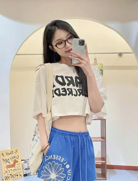 Design Actif L'Essence Daisy Print Drawstring Shorts Blue Shorts - 30