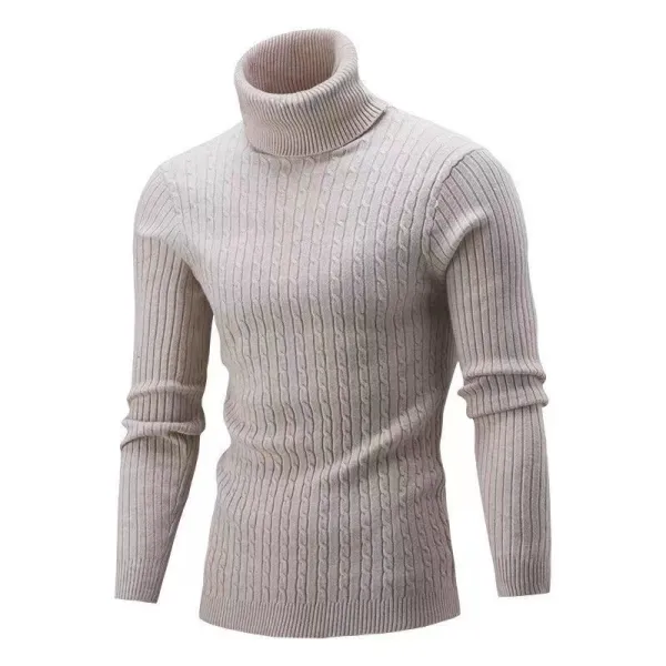 Design Cable Knit Turtleneck Sweater Blue - 20