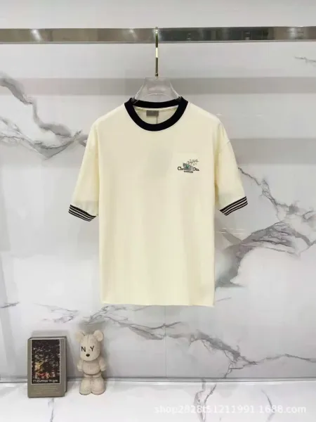 Dior Couture Embroidered Ringer T-Shirt Beige - 1