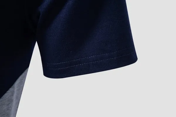Design Color-Block Polo Shirt Navy Orange Light Blue Gray Tops Polo - 12