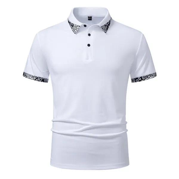 Design Classic Polo Black with White Patterned Collar and Cuffs Tops.polo - 4