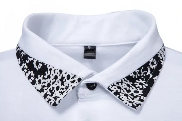 Design Classic Polo Black with White Patterned Collar and Cuffs Tops.polo - 11