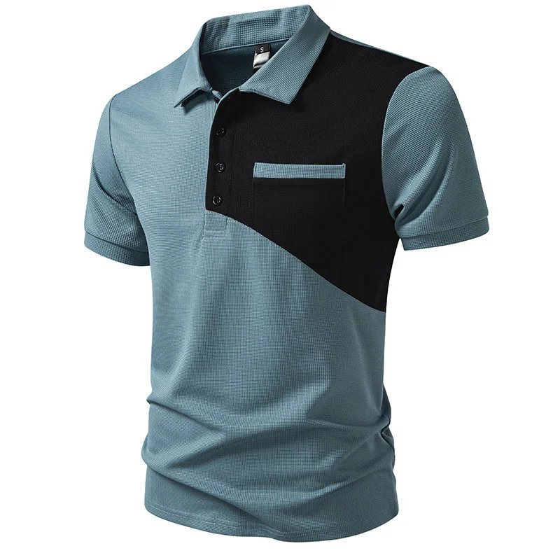 Design Color-Block Polo Shirt White Black Tops.polo - 28