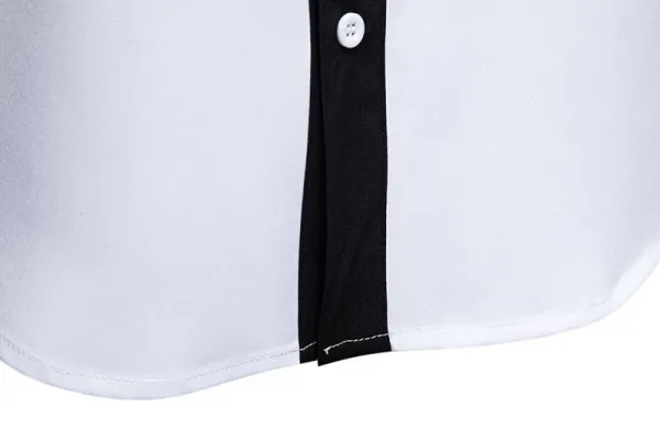 Design Asymmetrical Color-Block Shirt Black White Men's Shirt Tops Shirt - 23