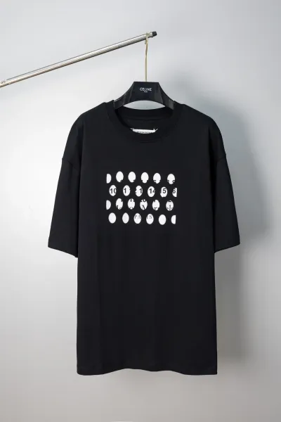 Celine Numeric Cutout Print Black Oversized T-Shirt - 1