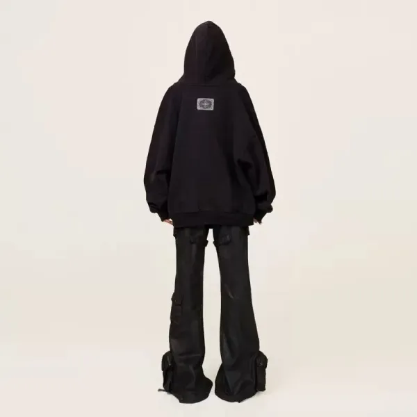 Design Oversized Zip-Up Hoodie Beige Hoodie - 6