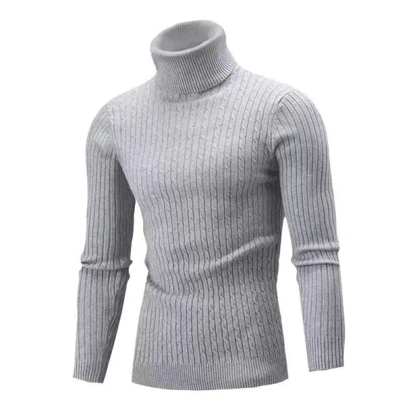 Design Cable Knit Turtleneck Sweater Blue - 16