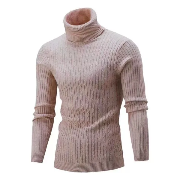 Design Cable Knit Turtleneck Sweater Blue - 24