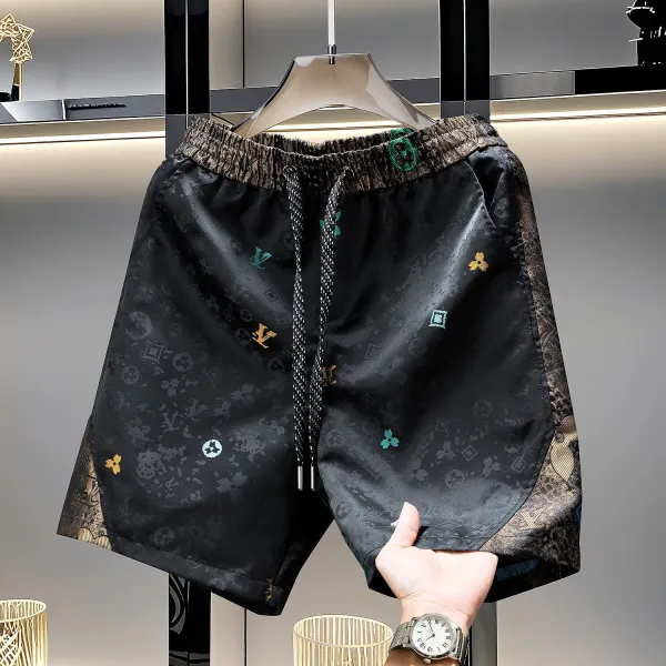 Louis Vuitton Monogram Print Silk Shorts Black - 1