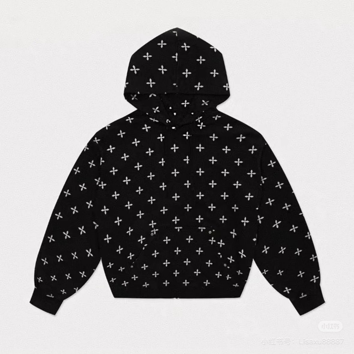 Chrome Hearts x Unknown Hoodie Black Cross Print Hoodie - 5