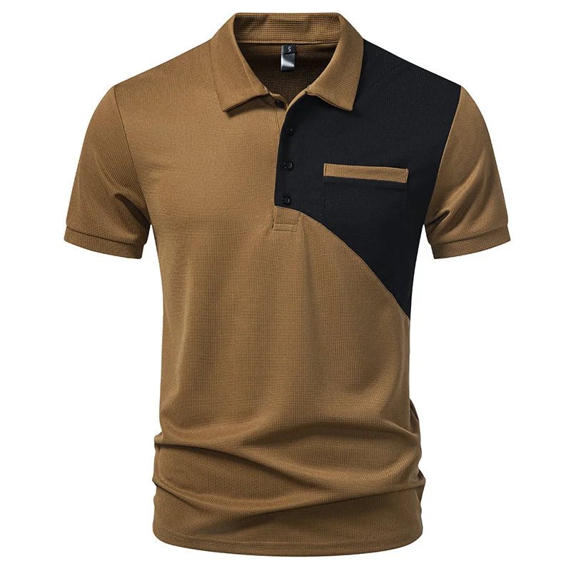 Design Color-Block Polo Shirt White Black Tops.polo - 16
