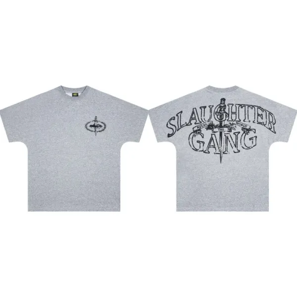 Design Slaughter Gang T-Shirt Heather Gray Tops.t Shirts - 1