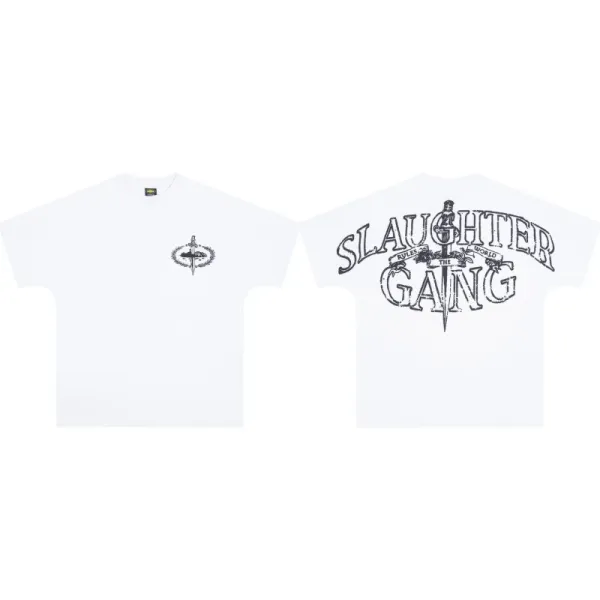 Design Slaughter Gang Logo Graphic T-Shirt White T-Shirts - 1