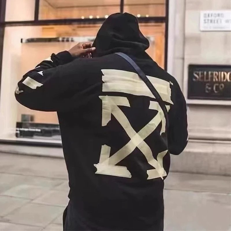 Off-White Painted Arrow Hoodie Black - 4
