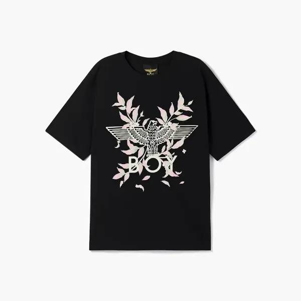 Design BOY London Eagle Floral Print Black T-Shirt T-Shirts - 1