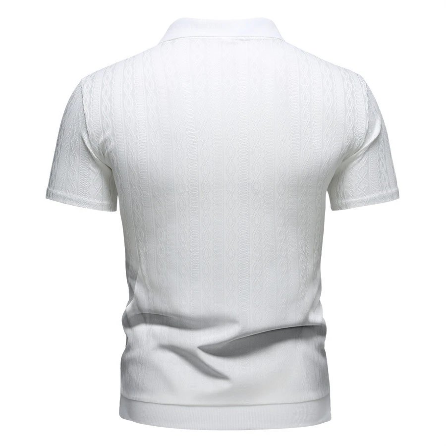 Design Zip-Front Textured Polo Mint Green with Black Panels Tops.polo - 8