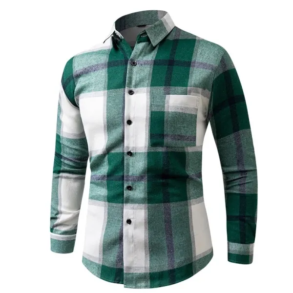 Design Plaid Button-Up Shirt Red White Gray Tops Shirt - 8