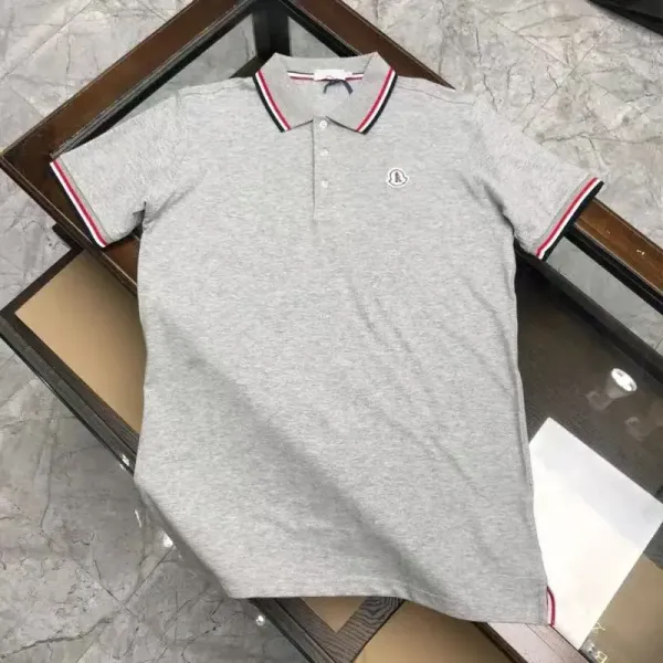 Moncler Polo Shirt Light Blue with Trim - 6