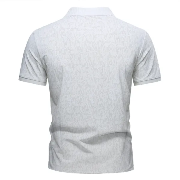 Design Patterned Black Polo Shirt - 8