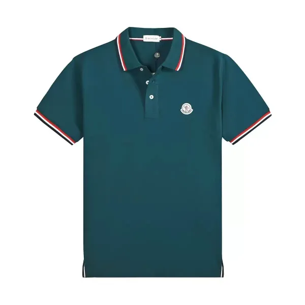 Moncler Polo Shirt Light Blue with Trim - 11