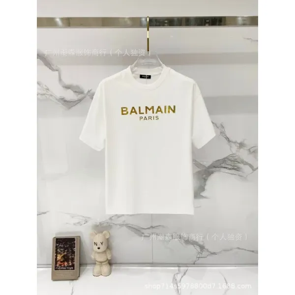 Balmain Logo Print White T-Shirt - 1
