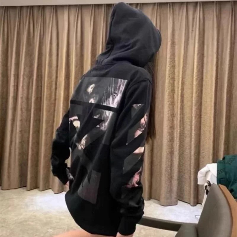 Off-White Painted Arrow Hoodie Black - 5