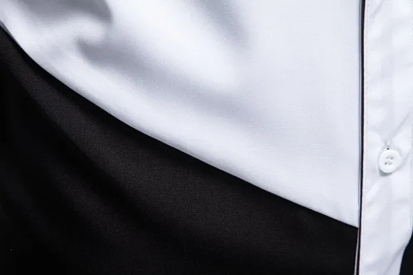 Design Asymmetrical Color-Block Shirt Black White Men's Shirt Tops Shirt - 8