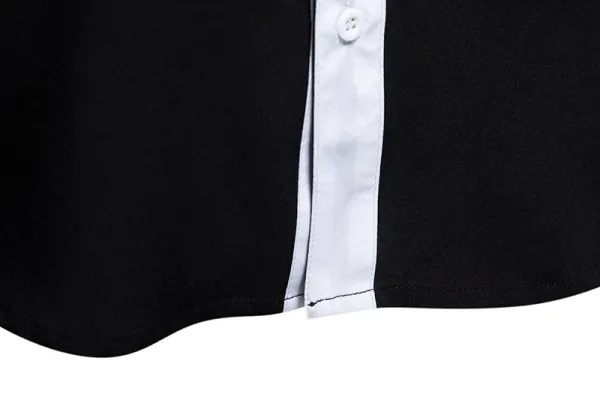Design Asymmetrical Color-Block Shirt Black White Men's Shirt Tops Shirt - 11