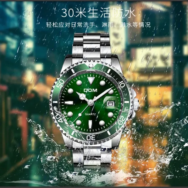 Design DOM Diver-Style Quartz Watch Black Silver Watches - 13