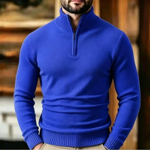 Design Half-Zip Sweater Navy Blue - 3