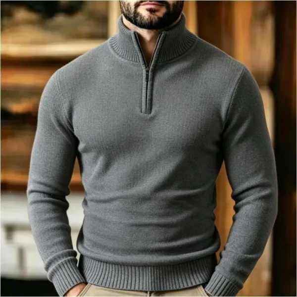 Design Half-Zip Sweater Navy Blue - 4