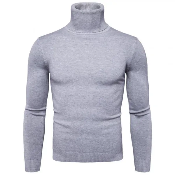 Design Turtleneck Sweater Light Gray Knit - 1