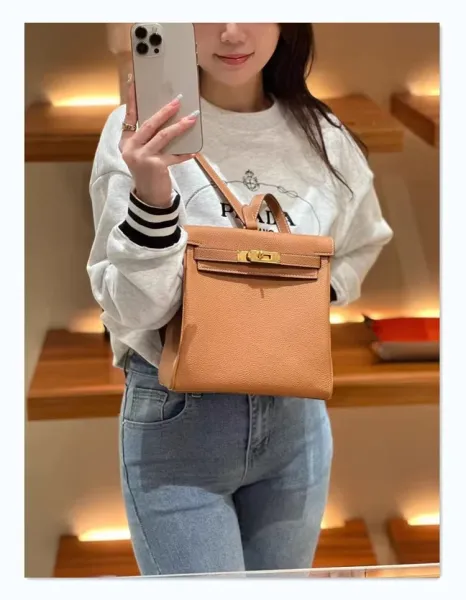 Hermès Kelly Pouch Backpack White Togo Leather Crossbody Bag - 22