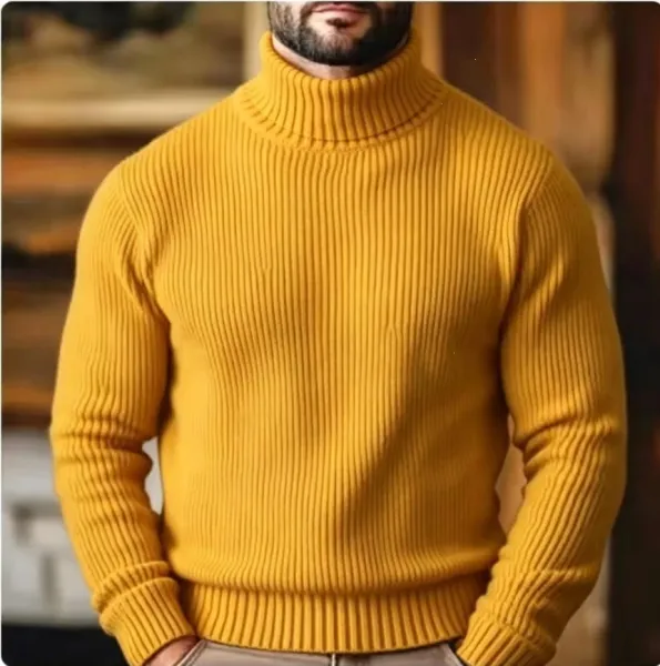 Design Ribbed Turtleneck Sweater Light Gray - 7