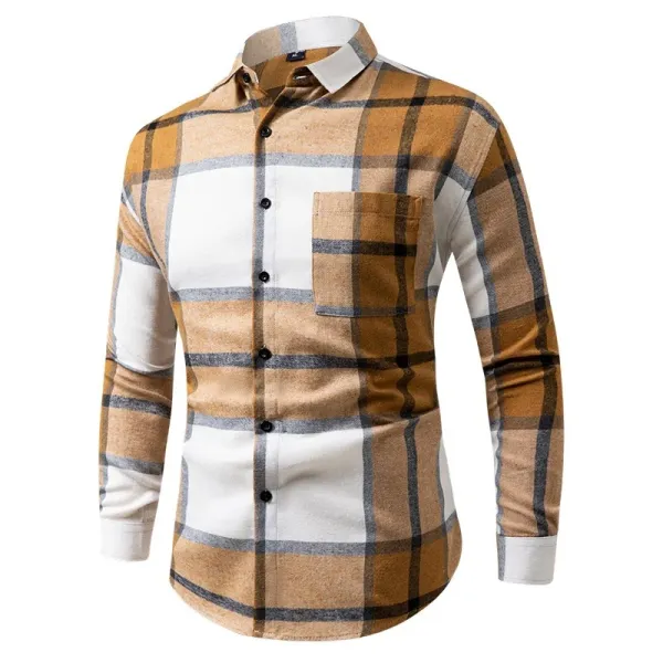 Design Plaid Button-Up Shirt Red White Gray Tops Shirt - 4