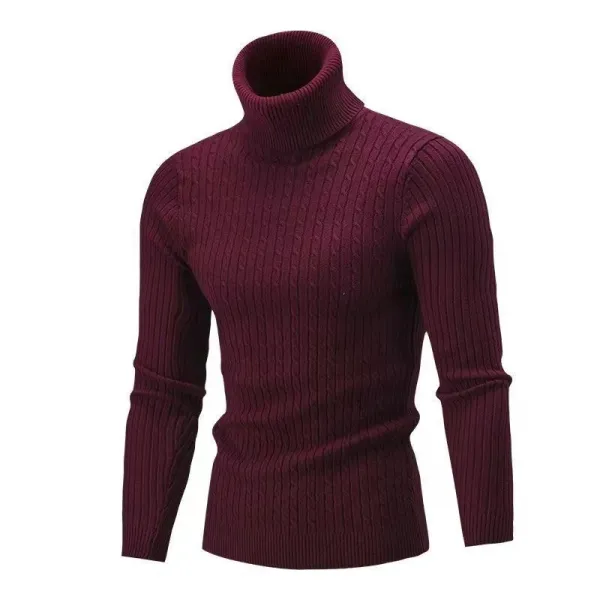 Design Cable Knit Turtleneck Sweater Blue - 18