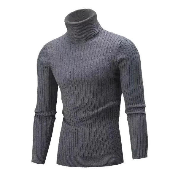 Design Cable Knit Turtleneck Sweater Blue - 25