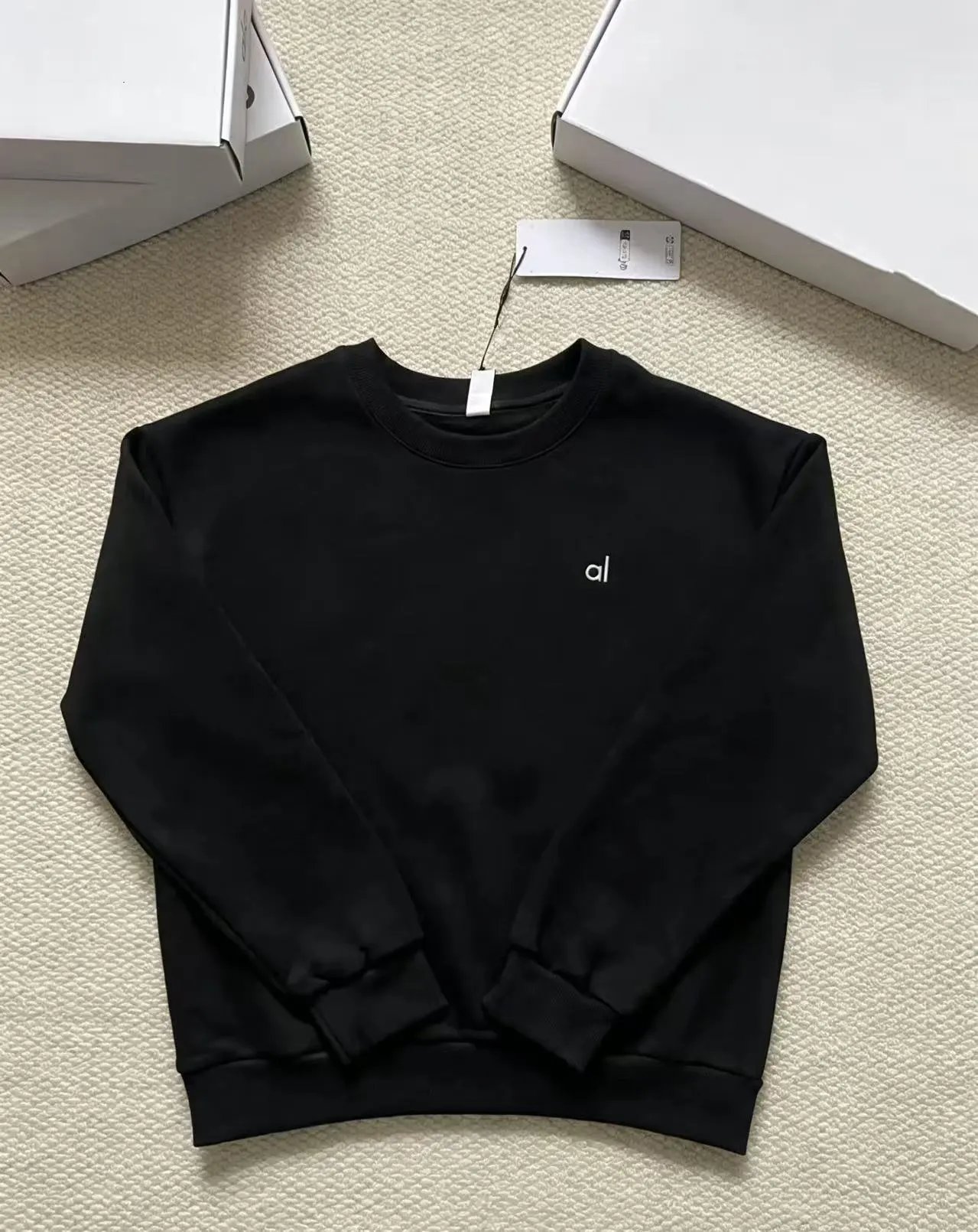 Design Al Logo Oversized Crewneck Black Sweatshirt Hoodie - 6