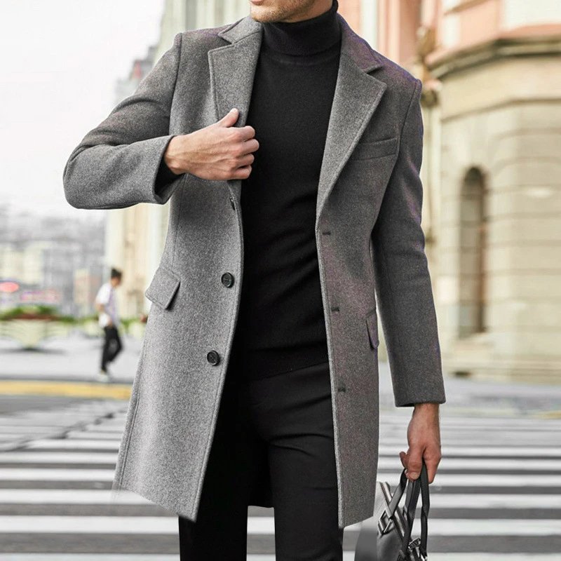 Design Wool Blend Overcoat Gray Men's Coat Outerwear.coat