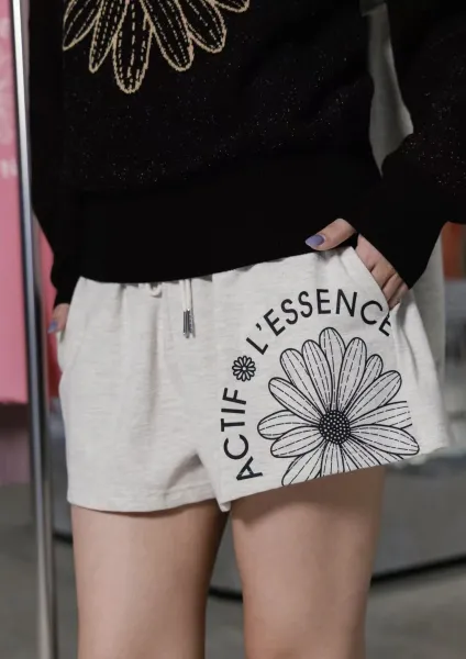 Design Actif L'Essence Daisy Print Drawstring Shorts Blue Shorts - 34