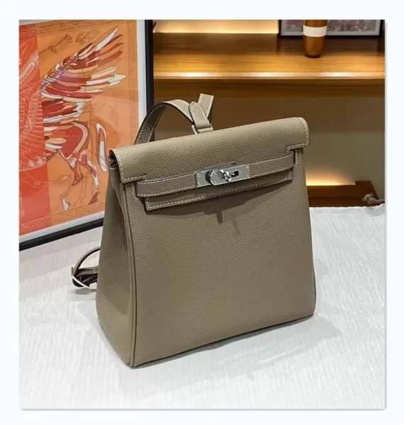 Hermès Kelly Pouch Backpack White Togo Leather Crossbody Bag - 16
