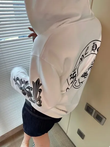 Chrome Hearts Logo Print Zip-Up Hoodie White - 4