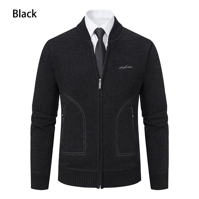Design Zip-Up Knit Bomber Jacket Gray Outerwear Jacket - 8