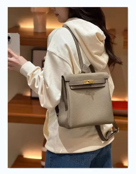 Hermès Kelly Pouch Backpack White Togo Leather Crossbody Bag - 18