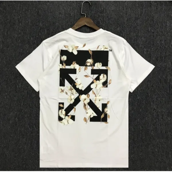 Off-White Cotton Flower Arrow Print White T-Shirt - 1