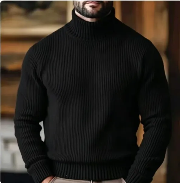 Design Ribbed Turtleneck Sweater Light Gray - 3