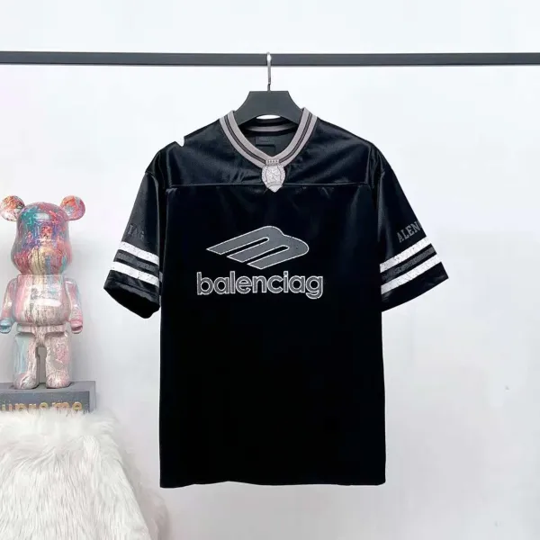 Balenciaga Football Jersey Black Velvet T-Shirt - 9