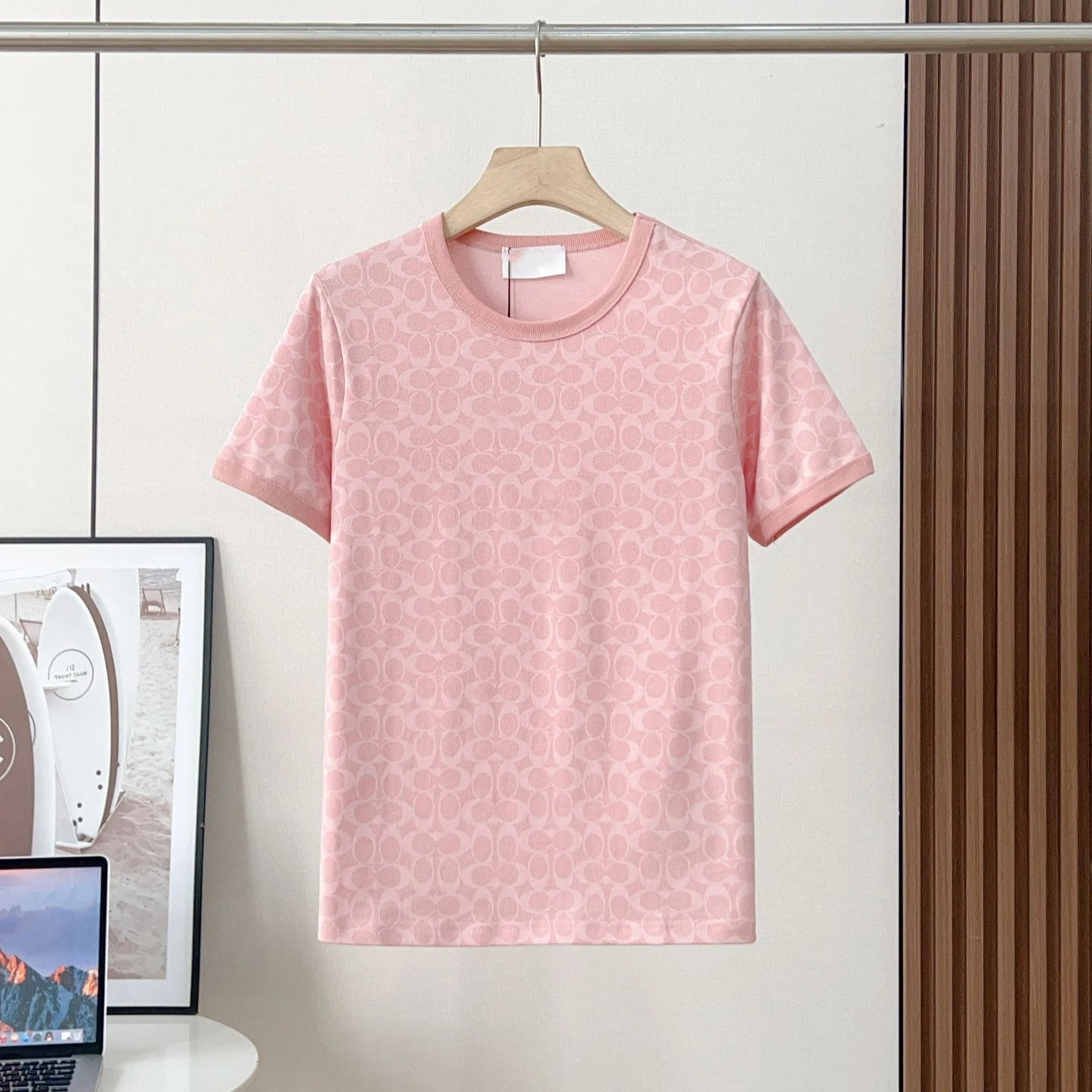Coach Signature Print Pink T-Shirt