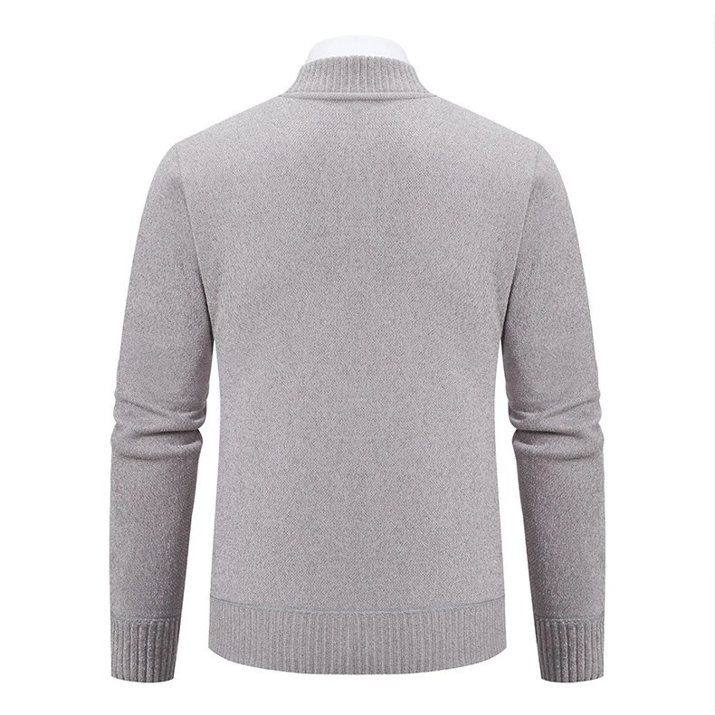 Design Zip-Up Knit Bomber Jacket Gray Outerwear Jacket - 4